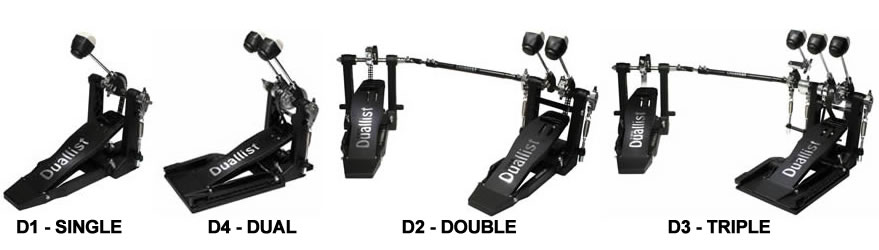 Duallist Pedals - Single Bass Drum Pedal, Dual Bass Drum Pedal, Double Bass Drum Pedal, Triple Bass Drum Pedal